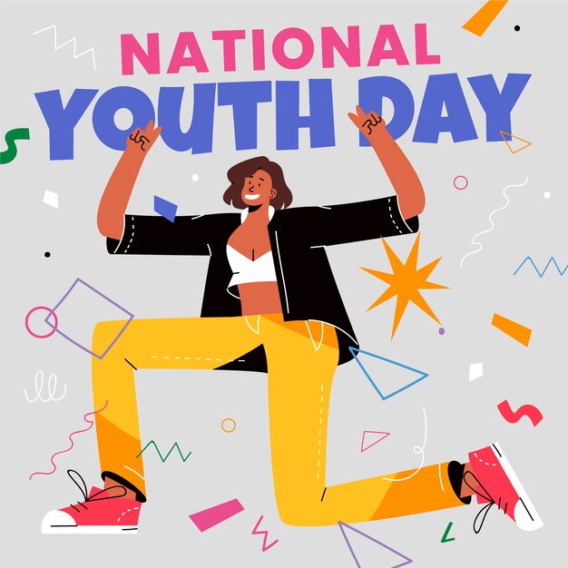 Ilustração plana nacional do dia da juventude