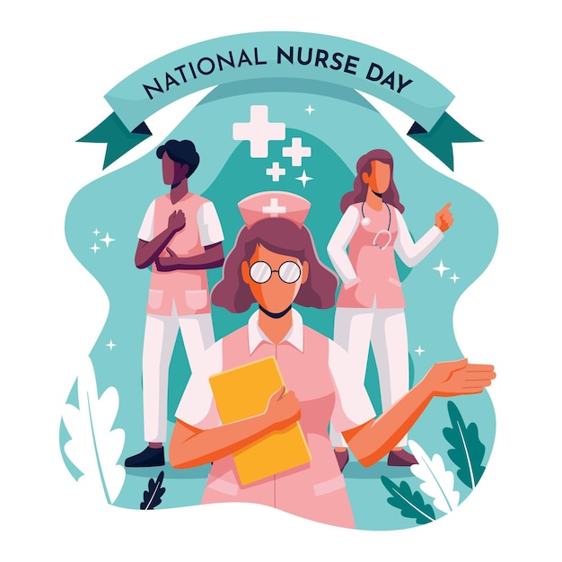 Vetor grátis ilustração plana nacional do dia das enfermeiras