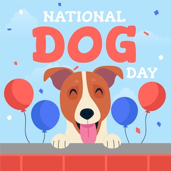 Ilustração plana nacional do dia do cão