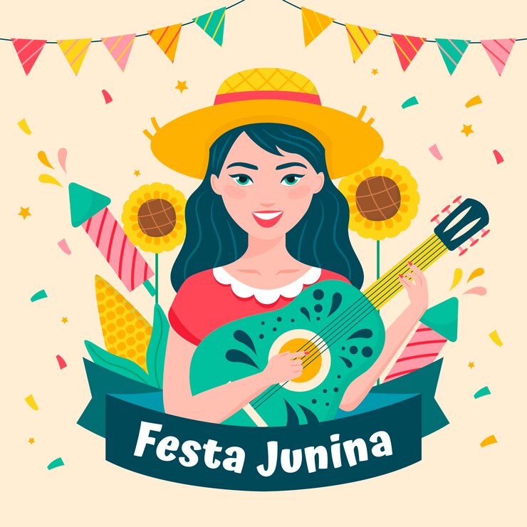 Vetor grátis ilustração plana para a celebração brasileira das festas juninas
