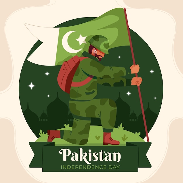 Vetor grátis ilustração plana para a celebração do dia da independência do paquistão
