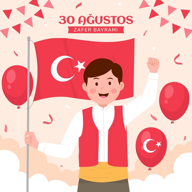 Ilustração plana para a celebração do dia das forças armadas turcas