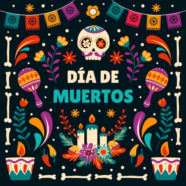 Vetor grátis ilustração plana para a celebração do dia de muertos