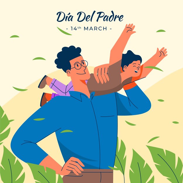 Ilustração plana para a celebração do dia del padre