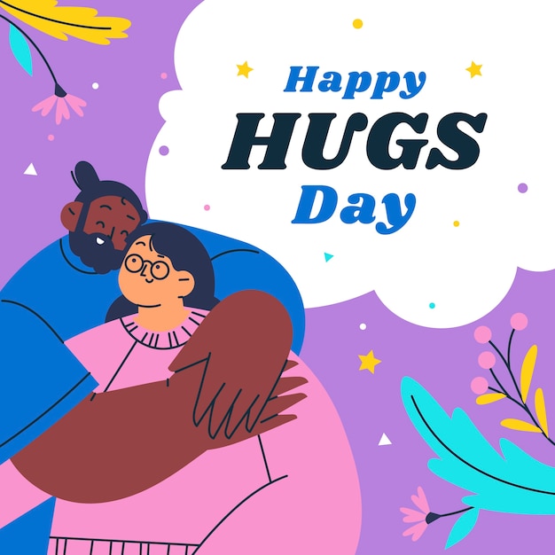 Ilustração plana para a celebração do dia do abraço