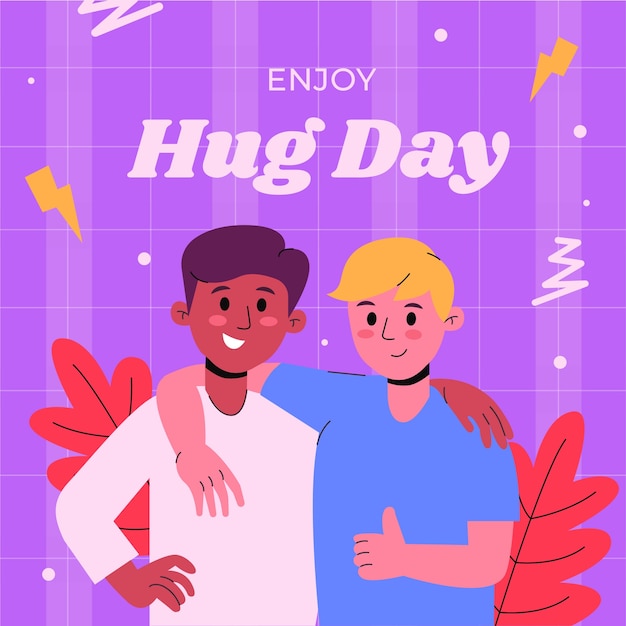 Vetor grátis ilustração plana para a celebração do dia do abraço