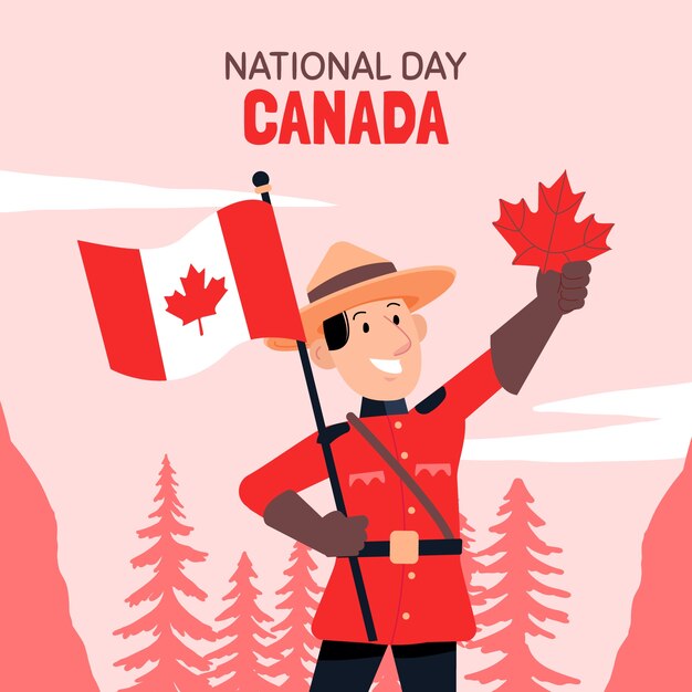 Ilustração plana para a celebração do dia do canadá