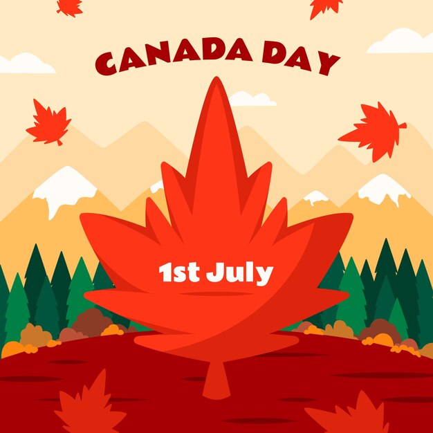 Ilustração plana para a celebração do dia do canadá
