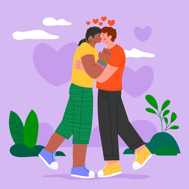 Ilustração plana para a celebração do Dia Internacional do Beijo