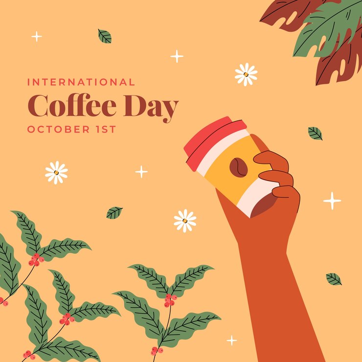 Vetor grátis ilustração plana para a celebração do dia internacional do café
