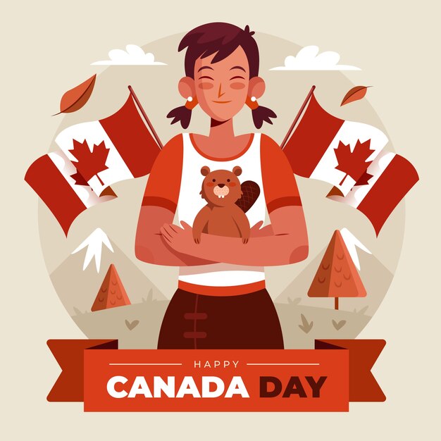 Vetor grátis ilustração plana para a celebração do feriado do dia do canadá