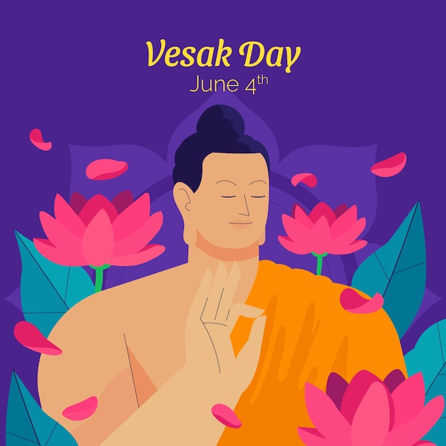 Ilustração plana para a celebração do festival vesak