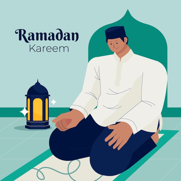 Vetor grátis ilustração plana para a celebração do ramadã islâmico