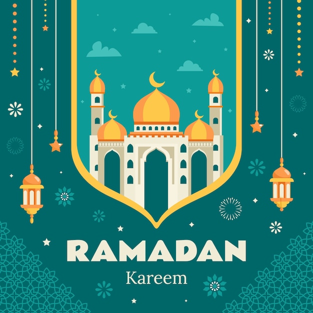 Vetor grátis ilustração plana para a celebração islâmica do ramadão.