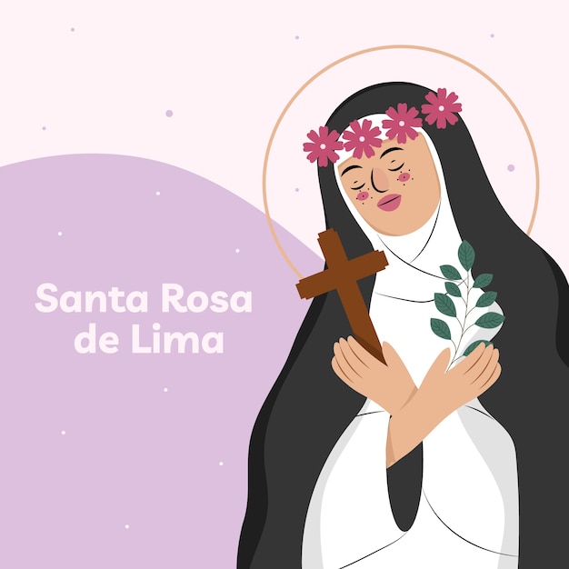 Vetor grátis ilustração plana para a celebração religiosa de santa rosa de lima