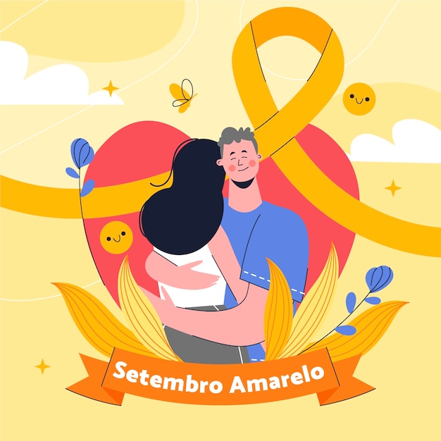 Ilustração plana para a conscientização do mês brasileiro de prevenção de suicídios
