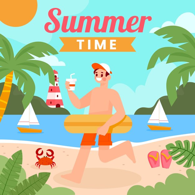 Ilustração plana para a temporada de verão