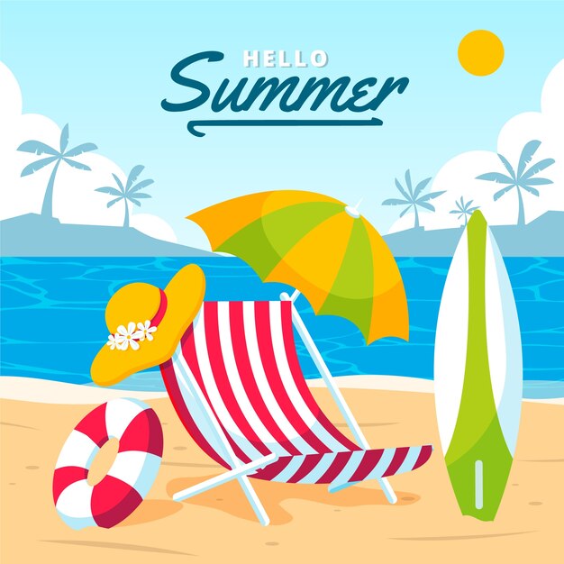 Ilustração plana para a temporada de verão