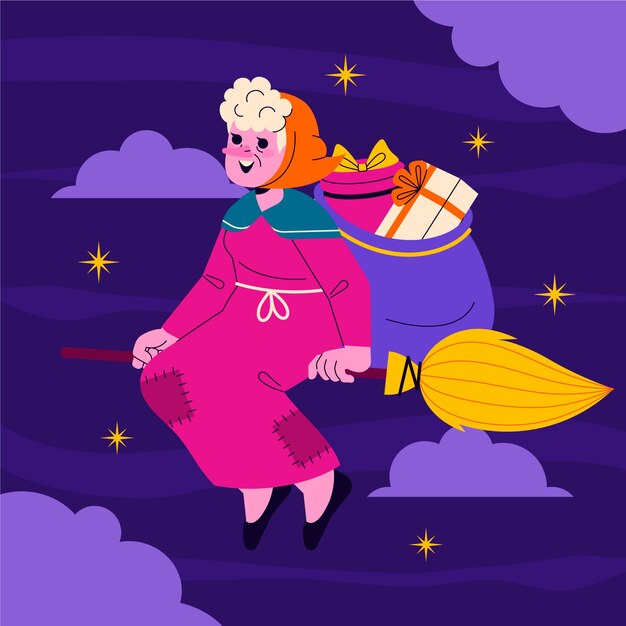 Ilustração plana para befana