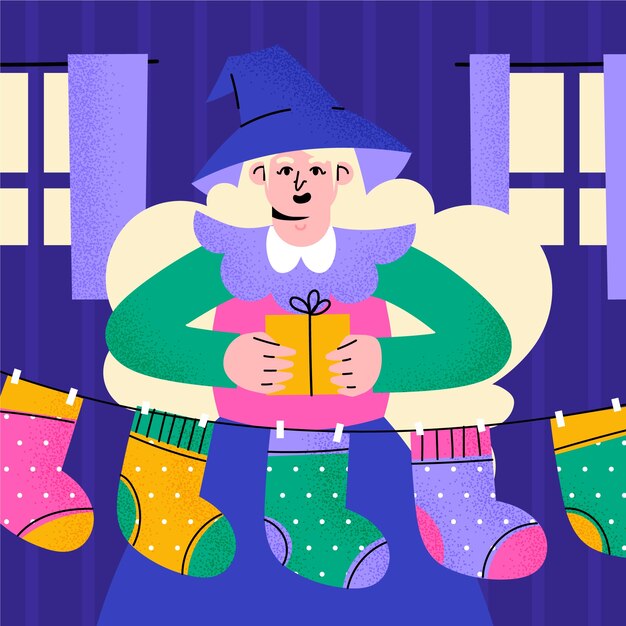 Ilustração plana para befana