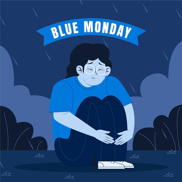 Vetor grátis ilustração plana para blue monday