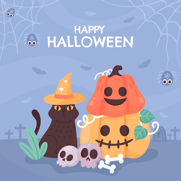 Vetor grátis ilustração plana para celebração de halloween