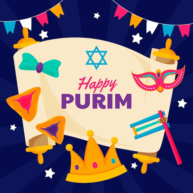 Vetor grátis ilustração plana para celebração de purim