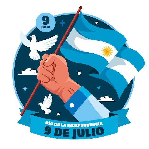 Vetor grátis ilustração plana para celebração do dia da independência argentina