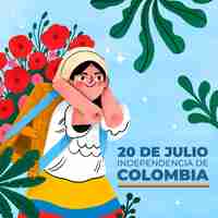 Vetor grátis ilustração plana para celebração do dia da independência colombiana