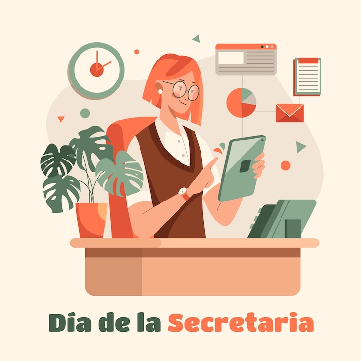 Vetor grátis ilustração plana para celebração do dia da secretária
