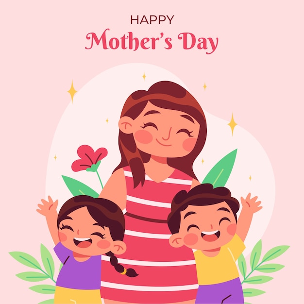 Vetor grátis ilustração plana para celebração do dia das mães