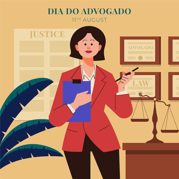 Ilustração plana para celebração do dia dos advogados brasileiros