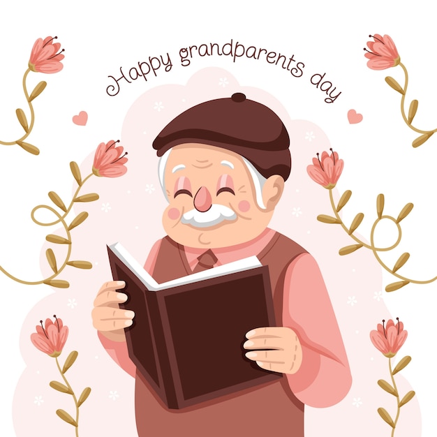 Vetor grátis ilustração plana para celebração do dia dos avós