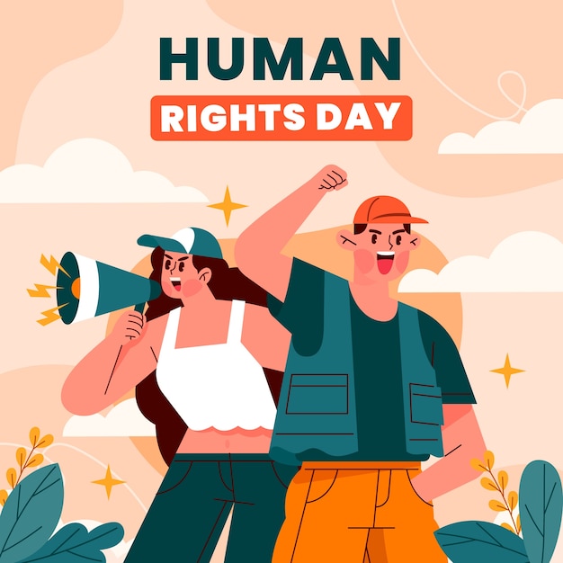 Ilustração plana para celebração do dia dos direitos humanos