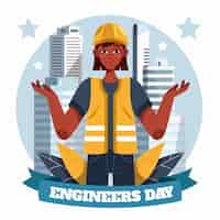 Vetor grátis ilustração plana para celebração do dia dos engenheiros