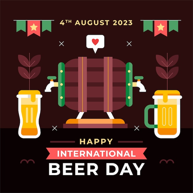 Ilustração plana para celebração do dia internacional da cerveja