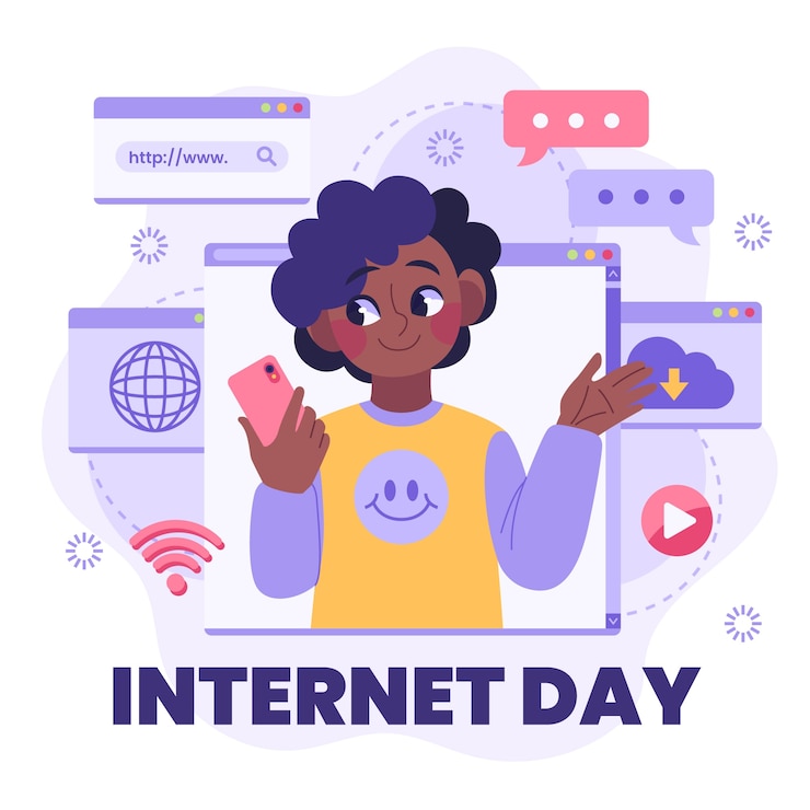 Vetor grátis ilustração plana para celebração do dia internacional da internet