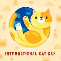 Vetor grátis ilustração plana para celebração do dia internacional do gato