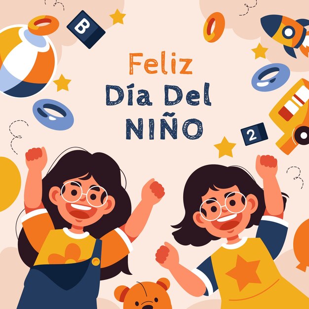 Ilustração plana para celebração do dia mundial da criança