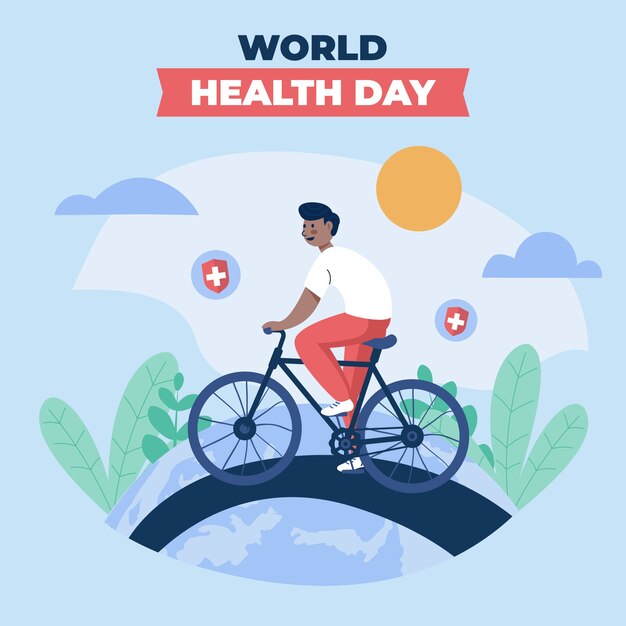 Ilustração plana para celebração do dia mundial da saúde