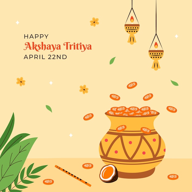 Vetor grátis ilustração plana para celebração do festival akshaya tritiya