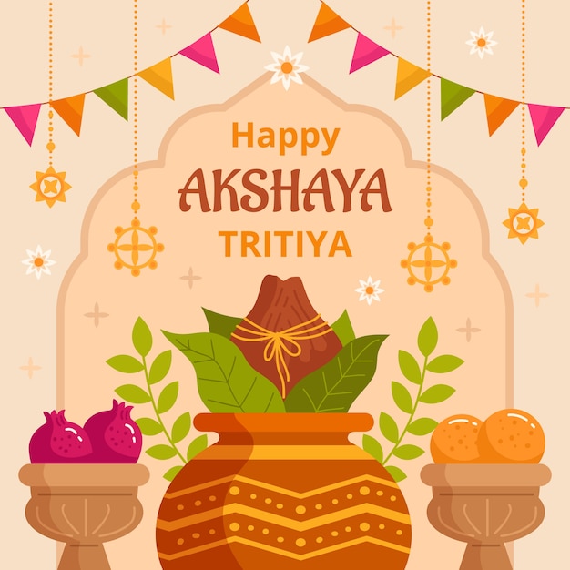 Ilustração plana para celebração do festival akshaya tritiya