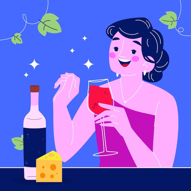 Vetor grátis ilustração plana para celebração do festival de vinho francês beaujolais nouveau