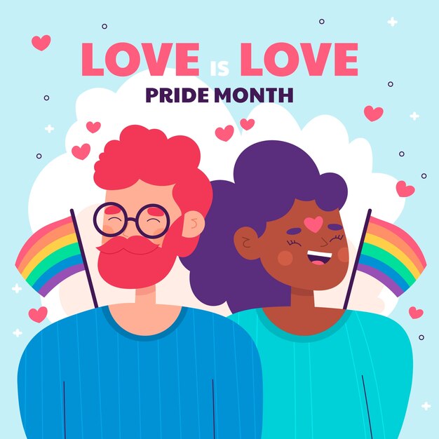 Ilustração plana para celebração do mês do orgulho