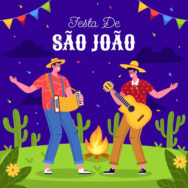 Ilustração plana para celebrações de festas juninas brasileiras