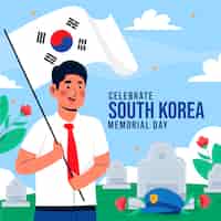Vetor grátis ilustração plana para comemoração do dia memorial coreano