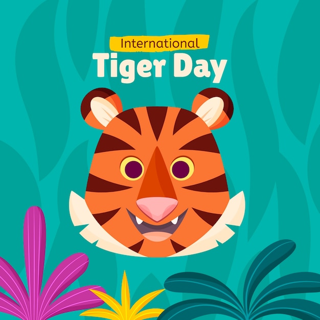 Vetor grátis ilustração plana para conscientização do dia internacional do tigre