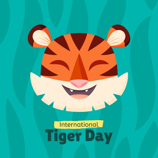 Ilustração plana para conscientização do dia internacional do tigre