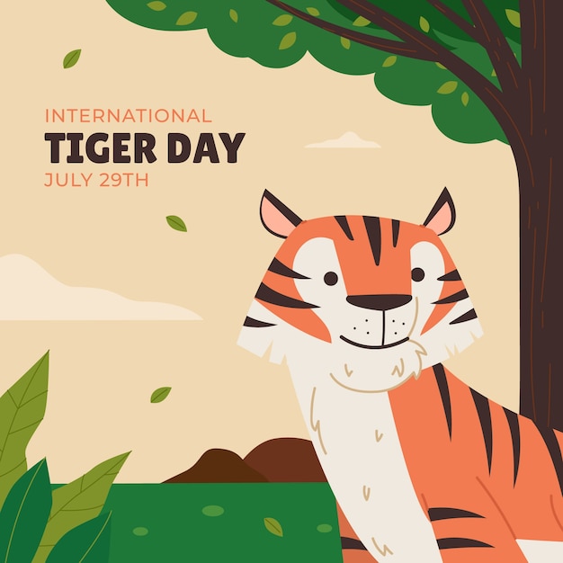 Ilustração plana para conscientização do dia internacional do tigre