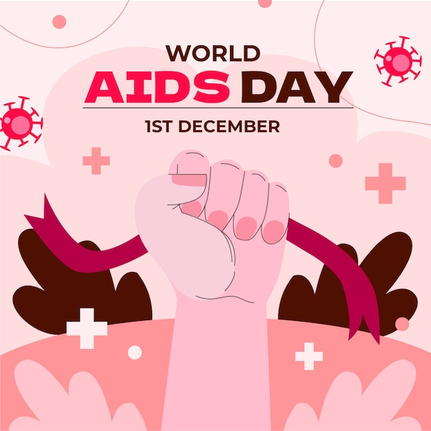 Vetor grátis ilustração plana para conscientização do dia mundial da aids